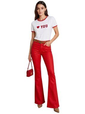 L’AGENCE Tommie “Love You” Red White Ringer Tee Size Medium New With Tags